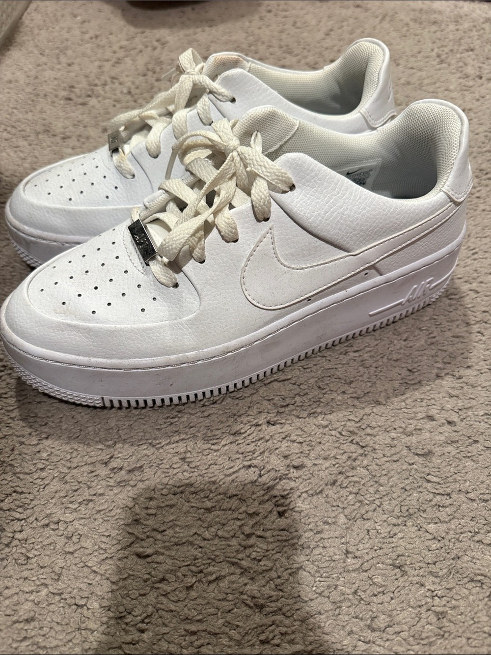 Nike Women White Platform Sneakers with Classic Swoosh